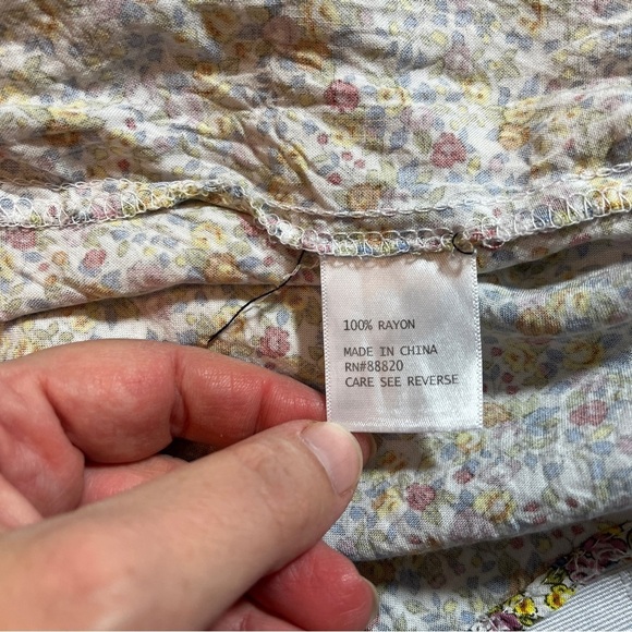 Cynthia Rowley Microfloral Cottagecore Peasant Blouse Women's M Garden Girl - Picture 8 of 10